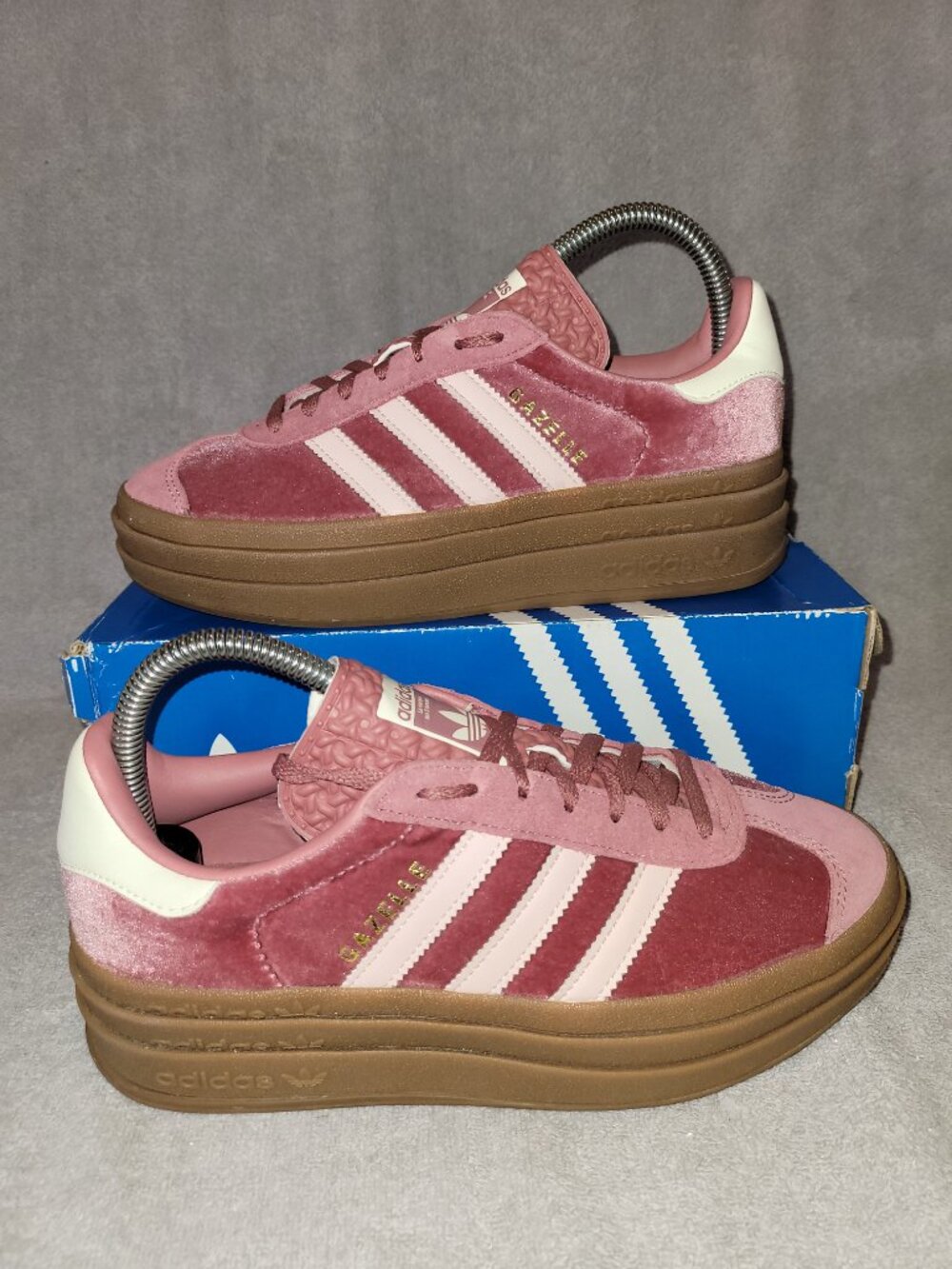 Adidas Gazelle Bold Gum Velvet Sandy Pink Sneakers IG4389 Women’s Size 7 (#1852)